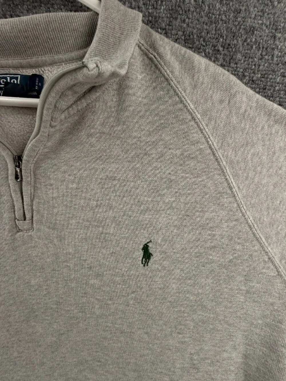 Polo Ralph Lauren Sweater 1/4 Zip XXL Contrast Trim Cotton Acrylic Blend Gray
